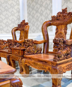 Salon gỗ cẩm lai chạm nghê 10 món tay 12
