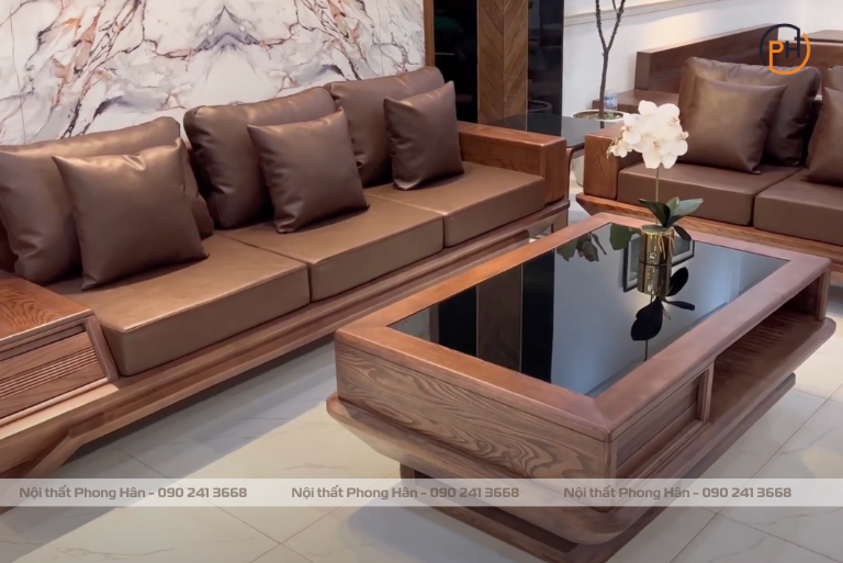 Bộ Sofa gỗ Sồi Nga 2 văng phi thuyền SFG03