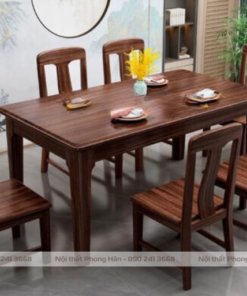 Bàn ăn hiện đại kiểu chân cao tối giản vân gỗ mộc đẹp