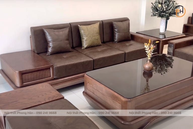 Sofa gỗ Sồi Nga 5 chi tiết chân thuỳ tiêu chuẩn SFG08 Sofa gỗ Sồi Nga 5 chi tiết chân thuỳ tiêu chuẩn SFG08