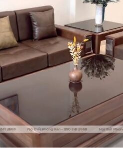 Sofa gỗ Sồi Nga 5 chi tiết chân thuỳ tiêu chuẩn SFG08
