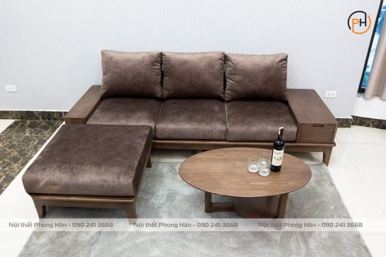 Sofa gỗ Sồi chân trụ nhỏ gọn SFG12 Sofa gỗ Sồi chân trụ nhỏ gọn SFG12