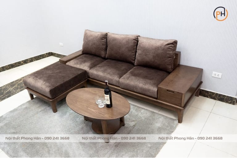 Sofa gỗ Sồi chân trụ nhỏ gọn SFG12 Sofa gỗ Sồi chân trụ nhỏ gọn SFG12