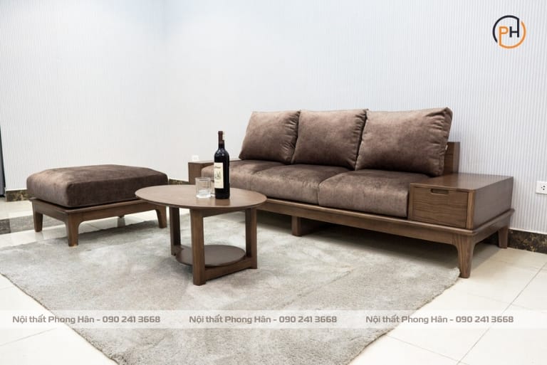 Sofa gỗ Sồi chân trụ nhỏ gọn SFG12 Sofa gỗ Sồi chân trụ nhỏ gọn SFG12