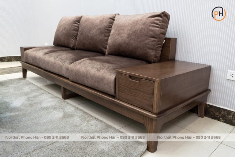 Sofa gỗ Sồi chân trụ nhỏ gọn SFG12 Sofa gỗ Sồi chân trụ nhỏ gọn SFG12