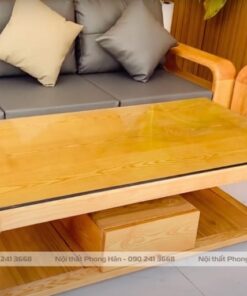 Bộ sofa gỗ Sồi tự nhiên chân hộp SFG17
