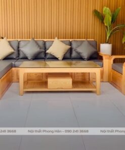 Bộ sofa gỗ Sồi tự nhiên chân hộp SFG17