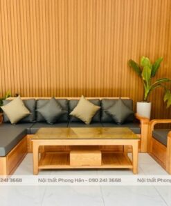 Bộ sofa gỗ Sồi tự nhiên chân hộp SFG17
