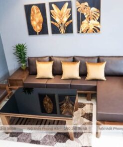 Sofa gỗ Sồi chữ L chân vát cách điệu SFG20