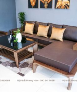 Sofa gỗ Sồi chữ L chân vát cách điệu SFG20