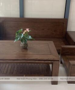 Bộ sofa gỗ Sồi 3 chi tiết màu óc chó SFG25