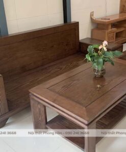 Bộ sofa gỗ Sồi 3 chi tiết màu óc chó SFG25