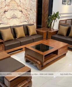 Sofa hai văng gỗ Sồi chân đùi gà SFG18