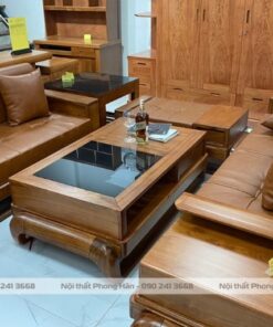 sofa gỗ Sồi chân đùi gà 2 văng lớn SFG39