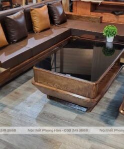 Sofa gỗ Sồi Nga chân thuyền màu Óc chó SFG11