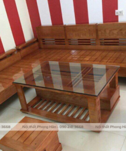 Bộ sofa góc L gỗ Sồi tự nhiên tay trứng SFG49